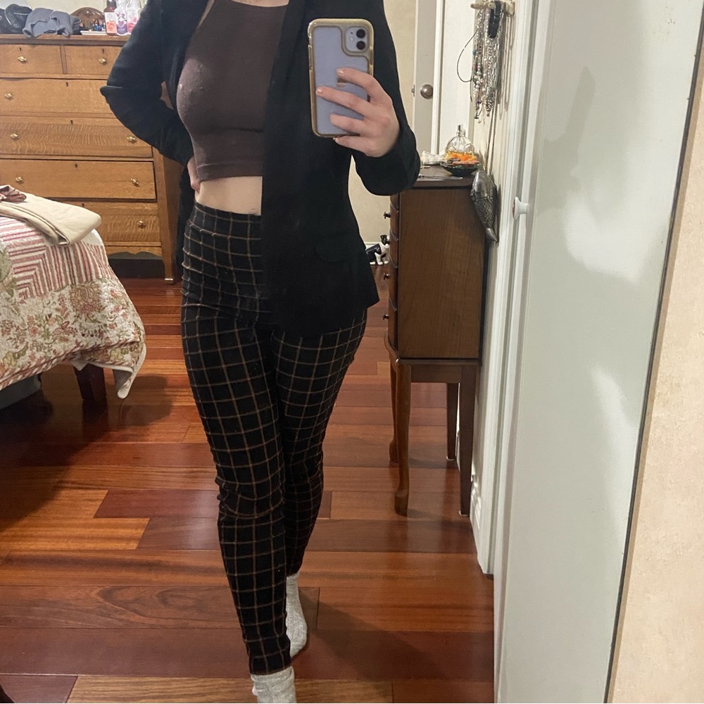 Black and brown checkered pants